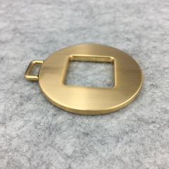 Brushed Gold Square Hole Round Puller Round Tags Decorative Pendant