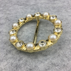 Beautiful Pearl& Shiny Stone Metal Pin Buckles Belt Buckle
