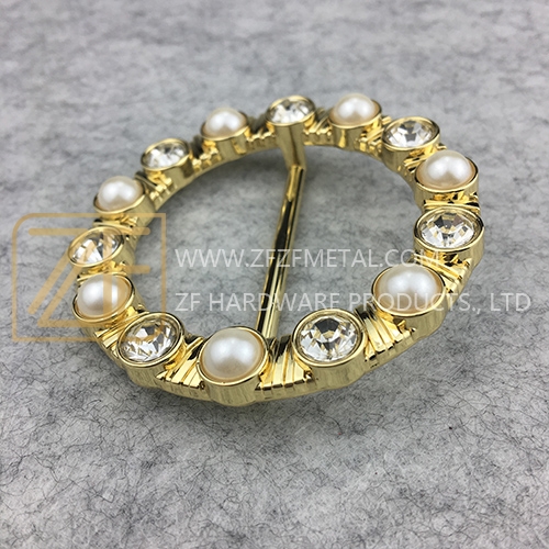 Beautiful Pearl& Shiny Stone Metal Pin Buckles Belt Buckle