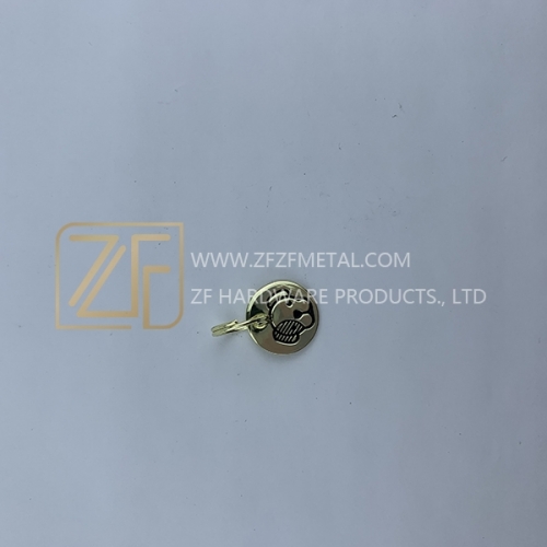 14mm Customized Cartoon Light Gold Metal Logo Tag Label For Bag