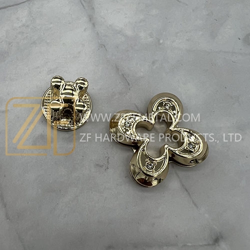 Fashion Flower Shape Crystal Turn Lock for Handbags