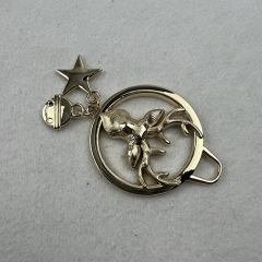 Golden Reindeer Circle Metal Accessory with hanging ornament