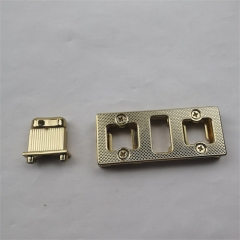 59mm Rectangular Three-Hole Thick Gold Twist Lock For Bag