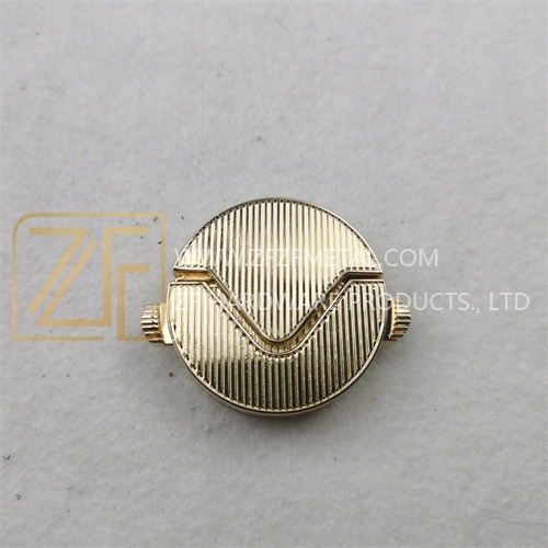 35mm Round Striped Half Moon Opening Light Gold Lock for bags