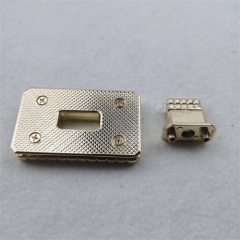 50mm Rectangular single port light gold twist lock for bag