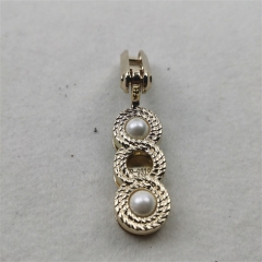 15mm Gourd-shaped light gold clip with pearl edges for bag