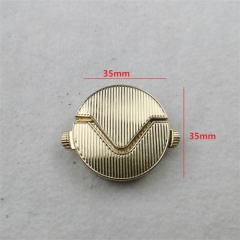 35mm Round Striped Half Moon Opening Light Gold Lock for bags