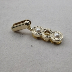 15mm Gourd-shaped light gold clip with pearl edges for bag