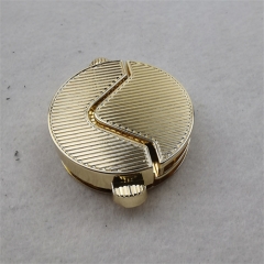 35mm Round Striped Half Moon Opening Light Gold Lock for bags