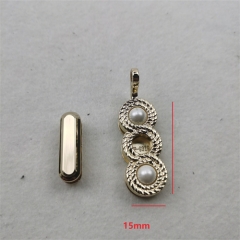 15mm Gourd-shaped light gold clip with pearl edges for bag