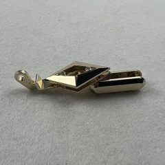 Golden Hollow Crystal Rhombus Shape Edge Clip